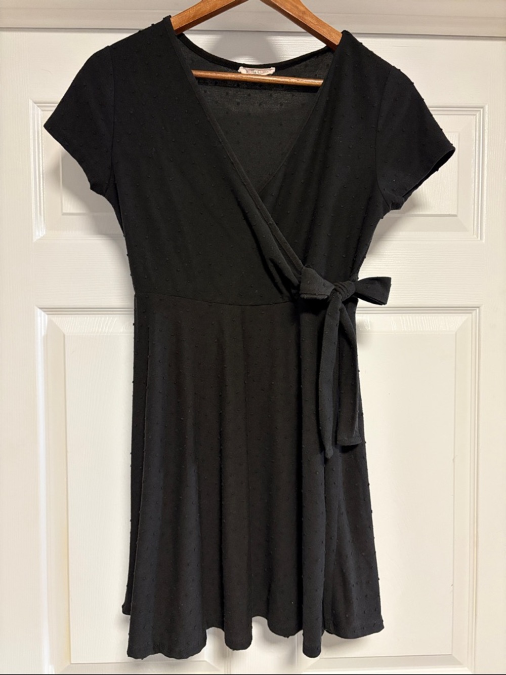 Rolla Coster Black Short Sleeve Wrap Mini Dress with Side Tie
